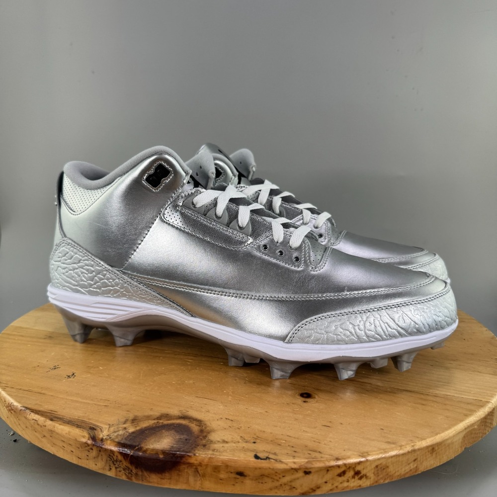 Nike Air Jordan 3 Mid TD Mens Size 16 Football Cleats 'Metallic Silver' NEW